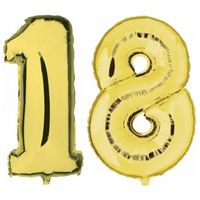 18 jaar gouden folie ballonnen 88 cm leeftijd/cijfer - thumbnail