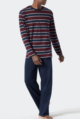 Schiesser pyjama blauw-rood gestreept