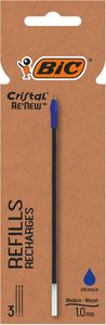 BIC Cristal Re&apos;New balpenvulling, medium, 3 st, blauw