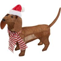 Decoratieve figuren BASIC & CO Bruin Hond Kertsmuts 70 x 12 x 43 cm