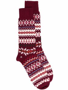 Mackintosh chaussettes en maille fair isle - Rouge