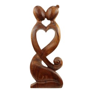 Houten Beeld Hart 2 Personen (41 x 17 cm)