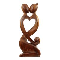 Houten Beeld Hart 2 Personen (41 x 17 cm)