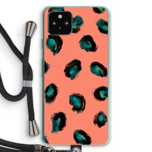 Pink Cheetah: Pixel 5a 5G Transparant Hoesje met koord