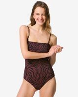 HEMA Damesbadpak Nina zebra chocoladebruin (chocoladebruin)