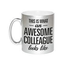 Awesome colleague - cadeau koffiemok - beker - 300 ml - collega afscheid - zilver
