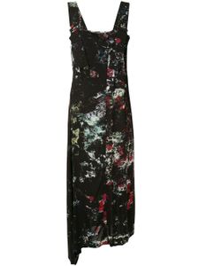 Yohji Yamamoto robe mi-longue à fleurs - Noir