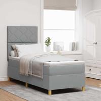 Boxspringbed met Matras & LED Lichtgrijs 80x200 cm Stof