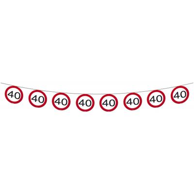 Vlaggenlijn - 2x - papier - 10 meter - 40 jaar - verkeersborden - feestversiering
