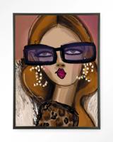 Urban Cotton Wandkleed 'Diva' 80 x 110cm in Floating Frame - black