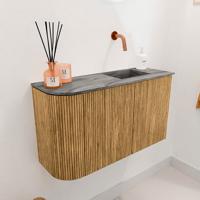 Toiletmeubel Mondiaz Joya Dlux | 71.6 cm | Meubelkleur Oak | Faye wastafel Sombra Wasbak Rechts | Zonder kraangat(en)