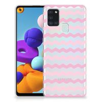 Samsung Galaxy A21s TPU bumper Waves Roze - thumbnail