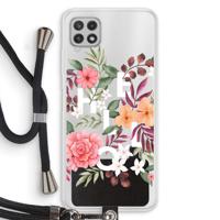 Hello in flowers: Samsung Galaxy A22 4G Transparant Hoesje met koord