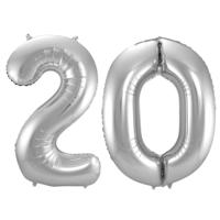 Folat Verjaardag Leeftijd folieballonnen - 20 jaar - zilver - 86 cm - cijferballon groot