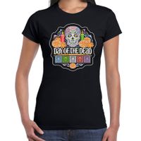 Day of the dead sugar skull horror / Halloween shirt / kostuum zwart voor dames 2XL  -