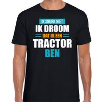 Droom dat ik tractor ben fun tekst pyjama shirt zwart voor heren - Grappig slaapshirt / slaap kledin - thumbnail