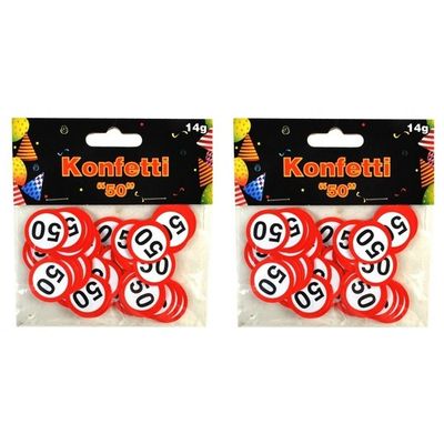 2x Confetti 50 jaar verkeersbord zakjes 14 gram
