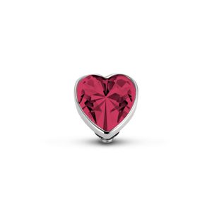 Melano Twisted Heart Steentje Fuchsia Zilver