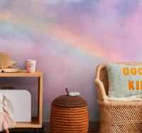 Fotobehang babykamer regenboog in wolken
