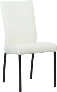 Gebroken witte leren moderne eetkamerstoel Comfort - poot vierkant zwart - Toledo Leer Bianco (gebroken wit leer)