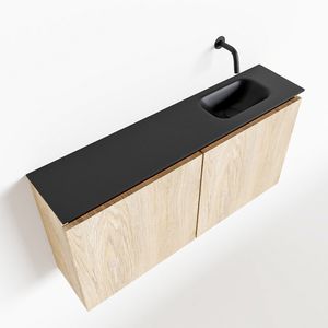 Toiletmeubel Mondiaz Ture | 100 cm | Meubelkleur Washed oak | Eden wastafel Urban Rechts | Zonder kraangat