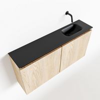 Toiletmeubel Mondiaz Ture | 100 cm | Meubelkleur Washed oak | Eden wastafel Urban Rechts | Zonder kraangat