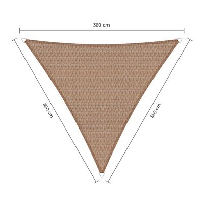 Sunfighter schaduwdoek driehoek zand 3.6x3.6x3.6m.