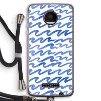 Blauwe golven: Motorola Moto Z Force Transparant Hoesje met koord
