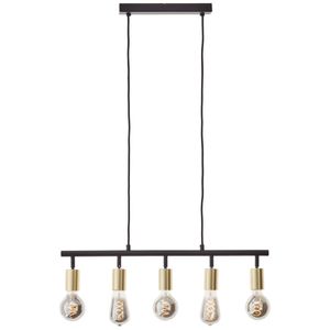 Brilliant 5-lichts hanglamp Tiffany zwart met goud 99684/78