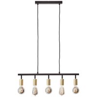 Brilliant 5-lichts hanglamp Tiffany zwart met goud 99684/78