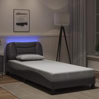 Bedframe met LED zonder matras "Hvar" kunstleer grijs 80x200 cm