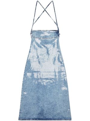 Diesel robe en jean De-Held-S à effet usé - Bleu