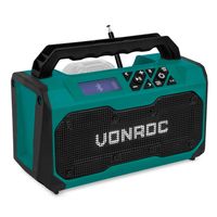 VONROC Accu bouwradio 20V - FM, bluetooth & USB - Bass-reflex poort speakers - Excl. accu en snellader - thumbnail