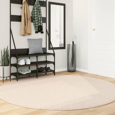 VidaXL Vloerkleed huarte laagpolig zacht wasbaar ø 200 cm beige