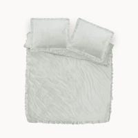 Dekbedovertrek Velvet Ruffles - Eenpersoons (140x200 cm) - Zwart/ Wit/ Groen/ Taupe Polyester-katoen - Dessin: Effen - Dreamhouse -