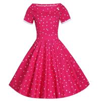 Dolly & Dotty Darlene Polka Swing Dress Hot Pink-L