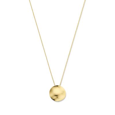 14K Geelgouden Collier met Cirkel - Verstelbare Lengte van 41-45 cm, 1 mm Schakel Breedte
