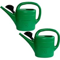 Set van 2x stuks groene kunststof bloemen/planten gieters met broeskop/sproeikop 8 liter