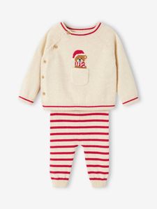 2-delige gebreide Kerst babyset gemêleerd beige