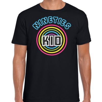 Nineties party - verkleed t-shirt - heren - jaren 90 feest outfit - 90s kid neon - zwart