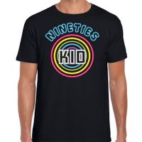 Nineties party verkleed t-shirt heren - jaren 90 feest outfit - 90s kid neon - zwart - thumbnail