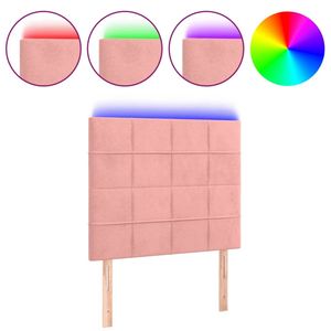 vidaXL Hoofdbord LED 90x5x118/128 cm fluweel roze