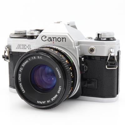 Canon AE-1 zilver + FD 50mm F/1.8 S.C. occasion