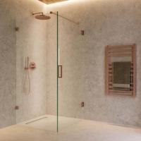 Douchecabine SaniClear Copper | Profieloos | 120x80x200 cm | 1 Draaideur | Geborsteld koper