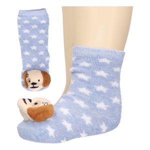 Baby huissokjes/slofsokjes blauw met hondje 74/80 (9-18 mnd)  -