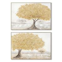 Canvas Home ESPRIT Grijs Gouden Boomstructuur Traditioneel (2 Stuks) Canvas Home ESPRIT Grijs Gouden Boomstructuur Traditioneel (2 Stuks)
