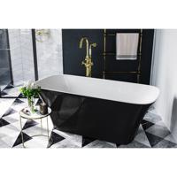 Vrijstaand bad Gliss Design Tyche | 160x70 cm | Cast marble | Ovaal | Zwart glans