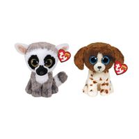 Ty - Knuffel - Beanie Boo's - Linus Lemur & Muddles Dog - thumbnail