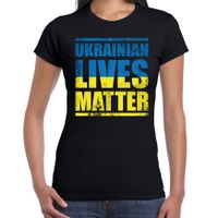 Ukrainian lives matter t-shirt zwart dames - Oekraine shirt met Oekraiense vlag 2XL  -