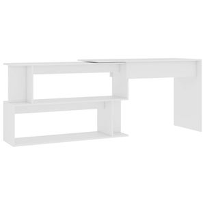 The Living Store Bureau Modern Hoekbureau - 200x50x76 cm - Draaibaar - Wit - Bewerkt hout